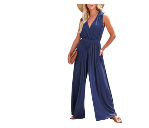 Elegant V-Neck Sleeveless Formal & Casual Women's Jumpsuit