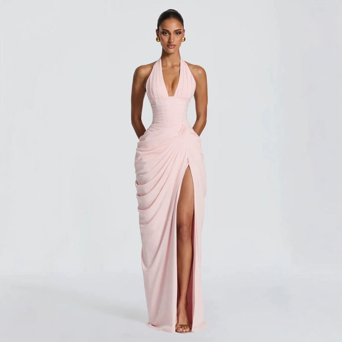 Womens Slit Mermaid Evening Gown Long Dress