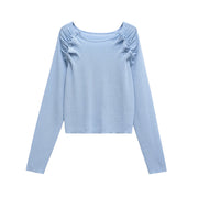 Fashionable Pleated Decorative Knitted Top