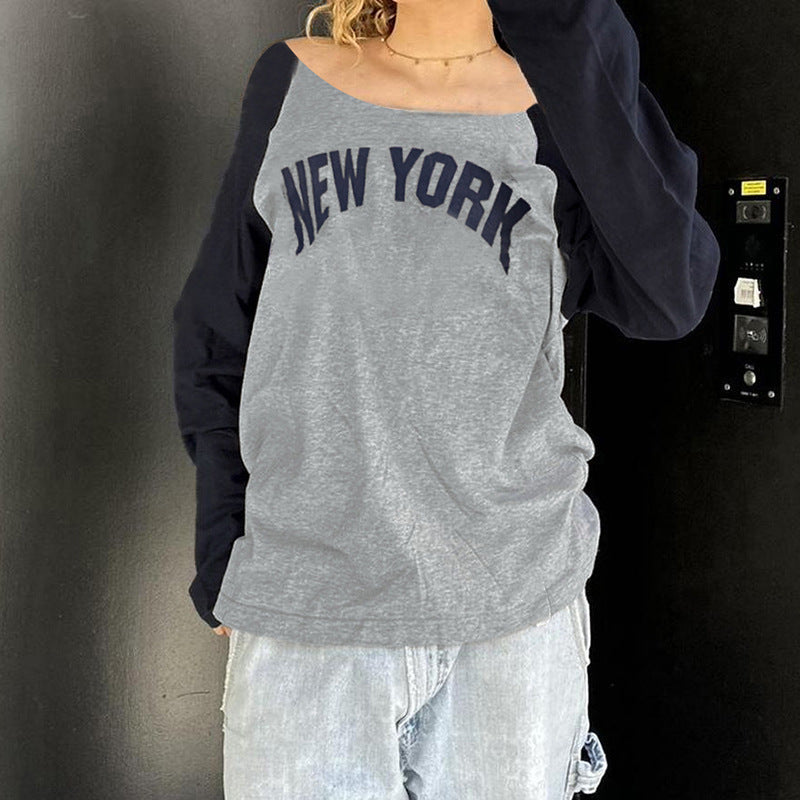 Contrast Letter Print Street Style Casual T-Shirt