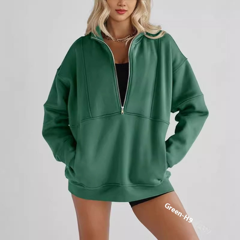 Women's Casual Zip Pocket Sports Sweatshirt