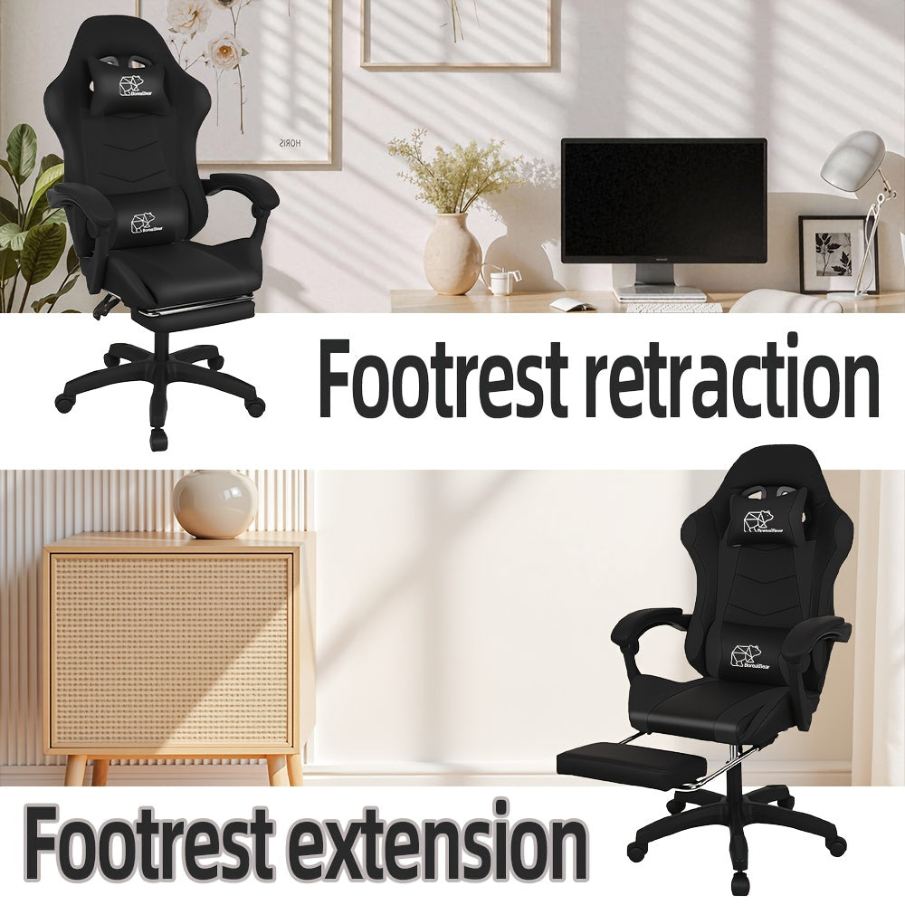 Ergonomic High‑Back Reclining Gaming and Office Chair with Headrest, Lumbar Support and Optional Footrest