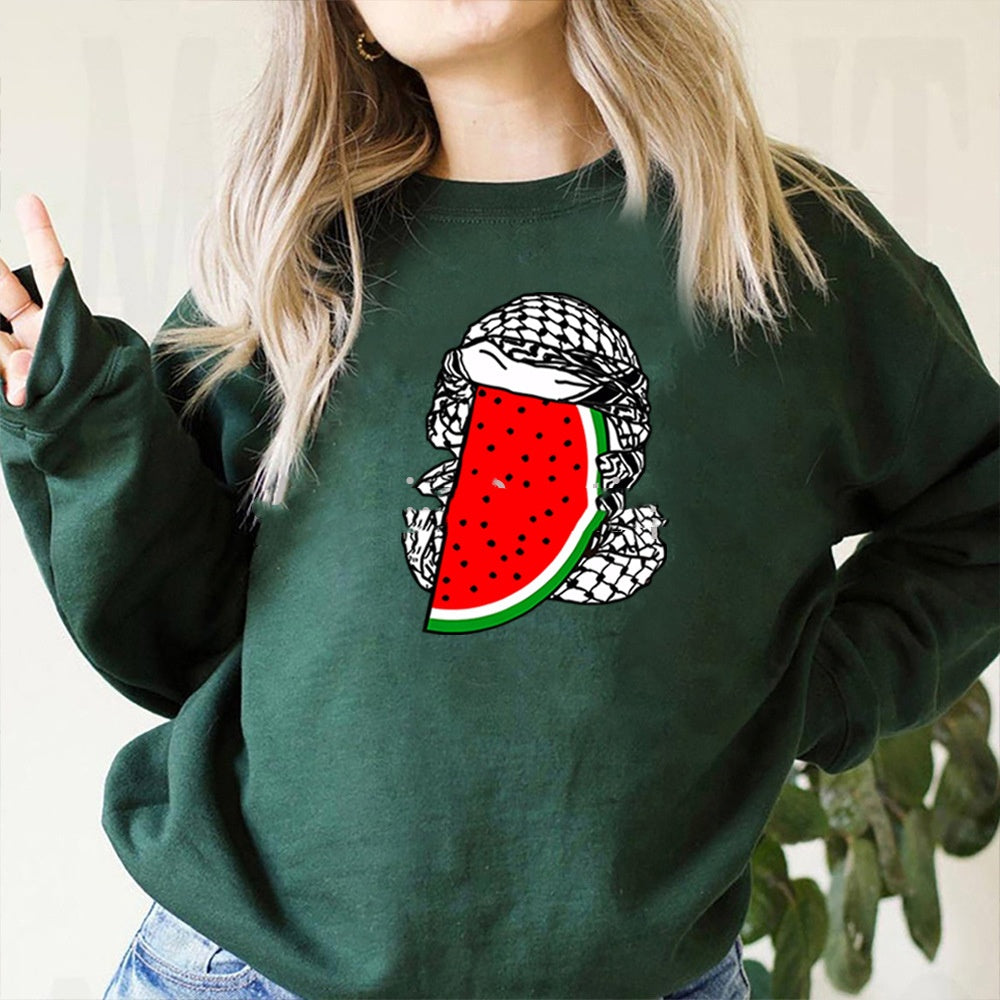 Women's Casual Watermelon Print Long Sleeve Pullover