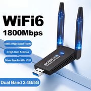 Dual-Band WiFi 6 USB Network Adapter for Desktop and Laptop
