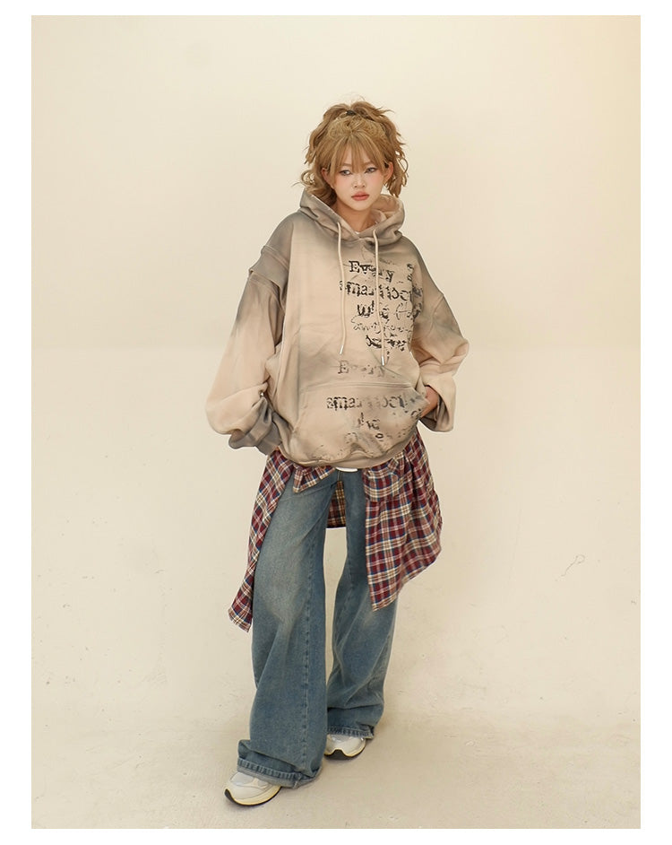 Women's Layered Hooded Chenille Sweater Loose Pullover