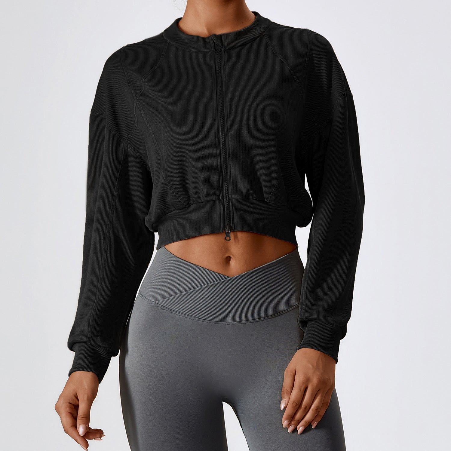Women's Cozy Double-Zipper Long Sleeve Sweatshirt Coat
