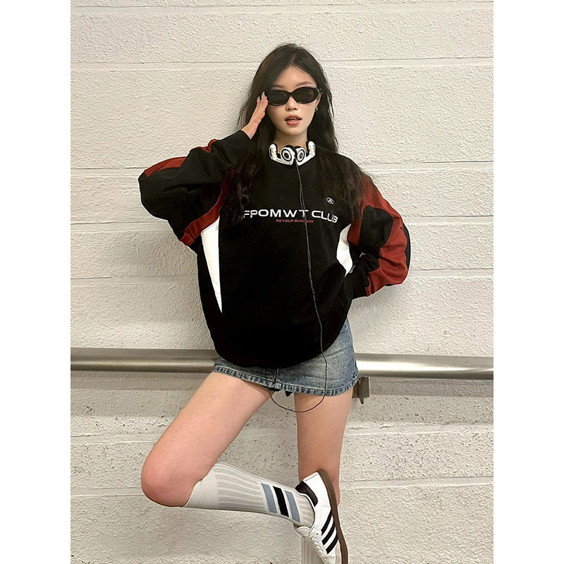 Letter Embroidered Oversized Hip-Hop Sweater