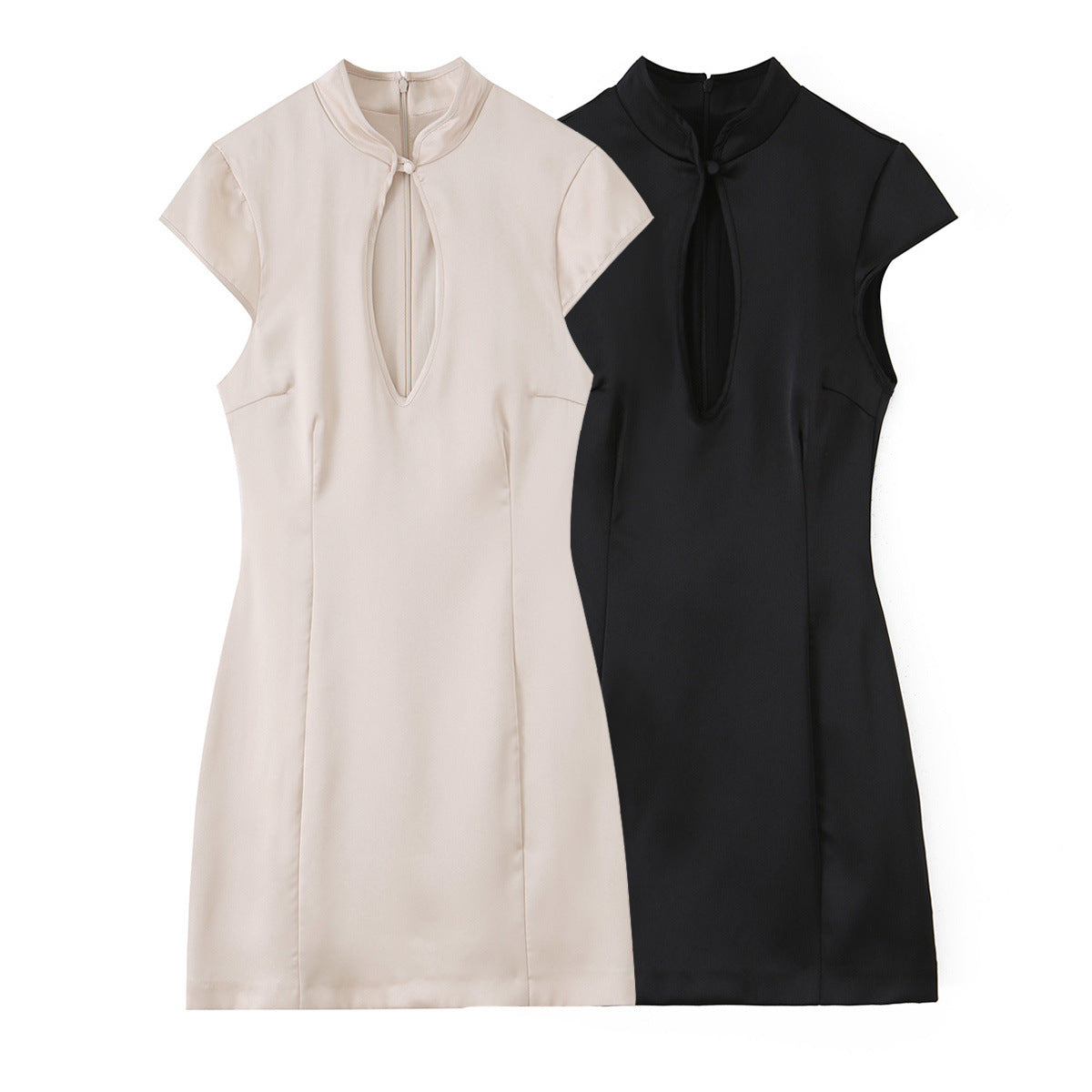 Summer New Silk-satin-feel Slit Mini Dress