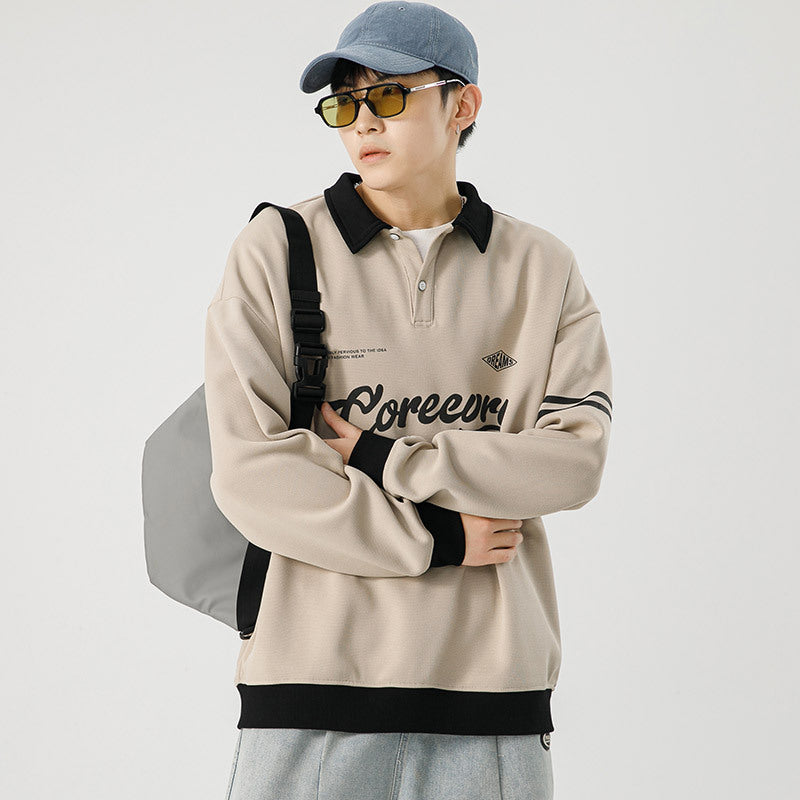 Men's Japanese Retro Lapel Sweater Workwear Pullover