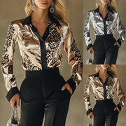 Women's Long-sleeve Shirt With Face-button Print