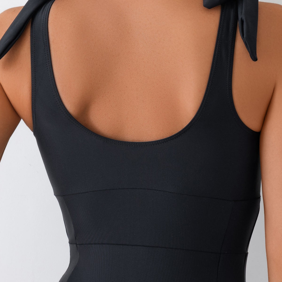 Women's Solid One-Piece Lace-Up Slimming Bikini Swimsuit
