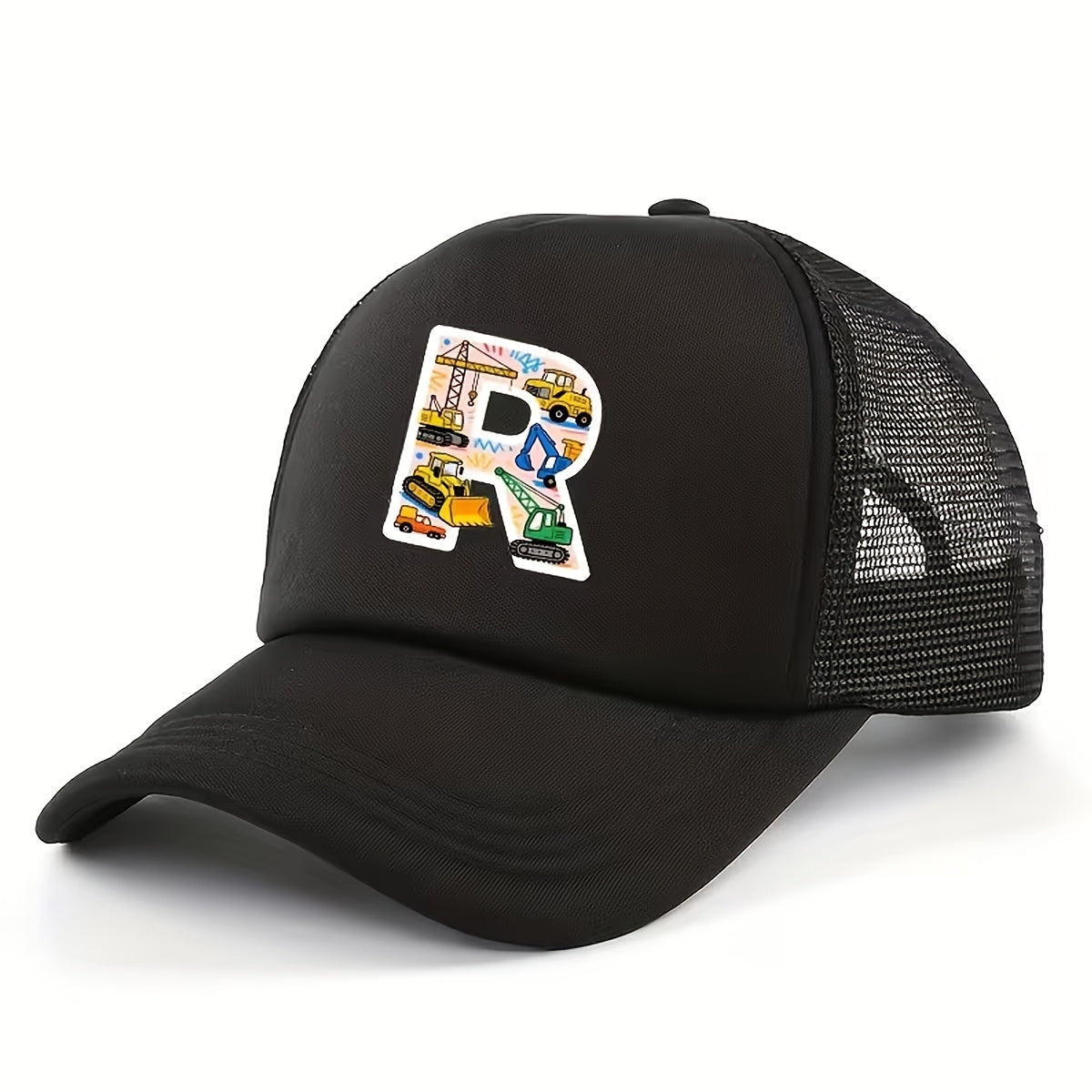 Adjustable Construction Vehicle Printed Trucker Hat for Kids