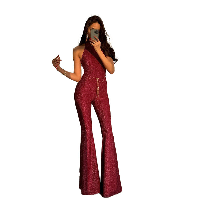 Sleeveless Flared High Waist Slimming Jumpsuit