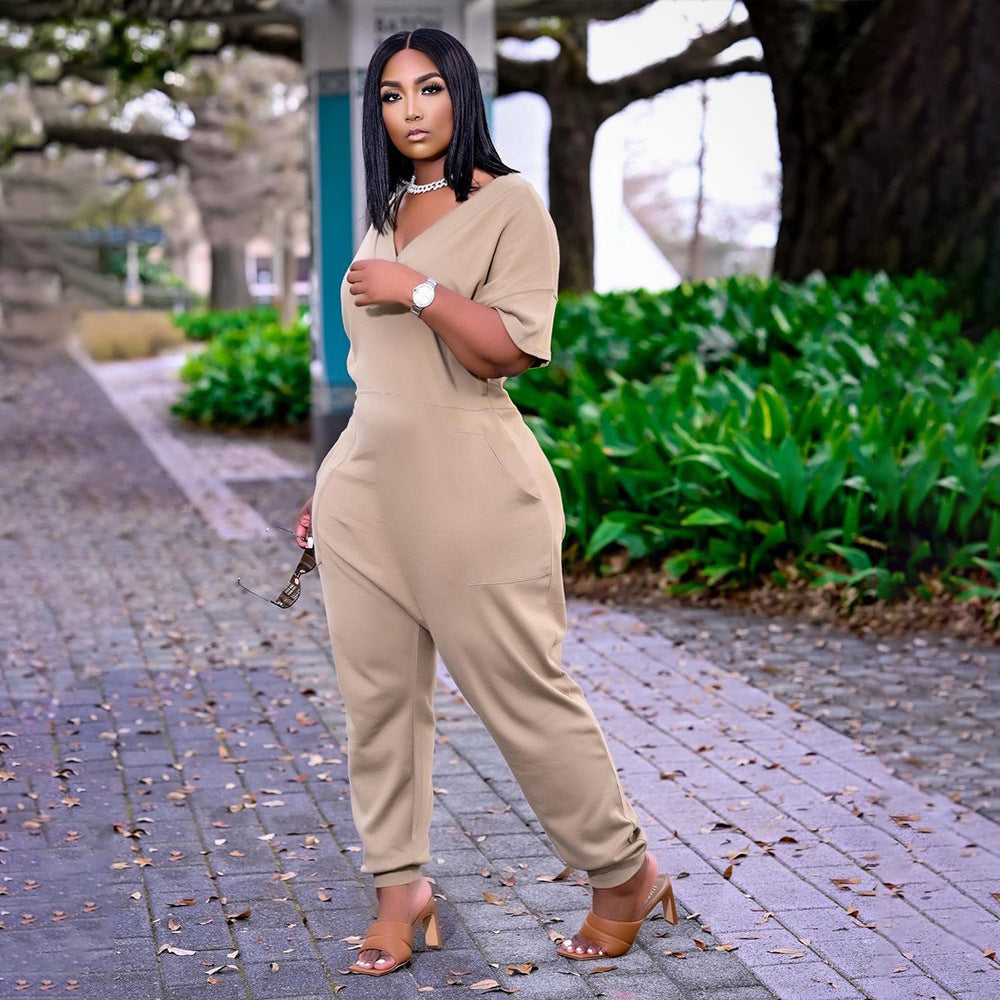 Chic Solid Color Casual Streetwear Jumpsuit for Women
