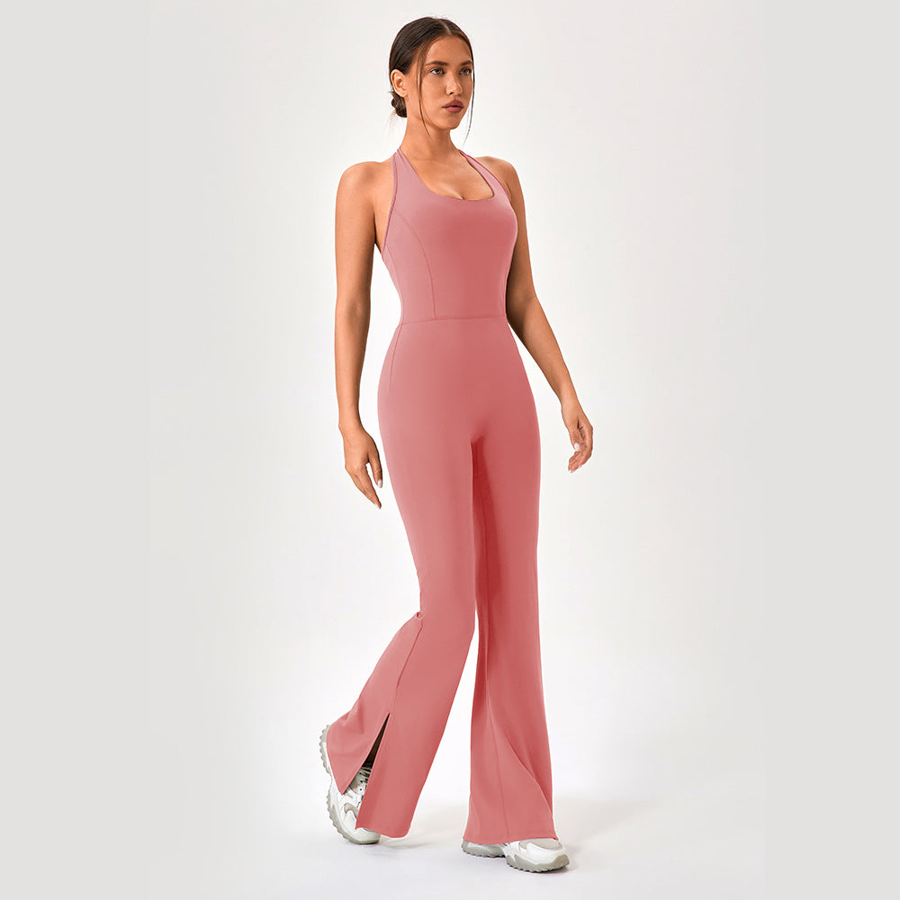 Flared Yoga Bodysuit for Women - Workout Jumpsuit