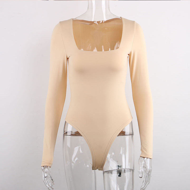 Women's Slim Fit U-Collar Polyester Jumpsuit