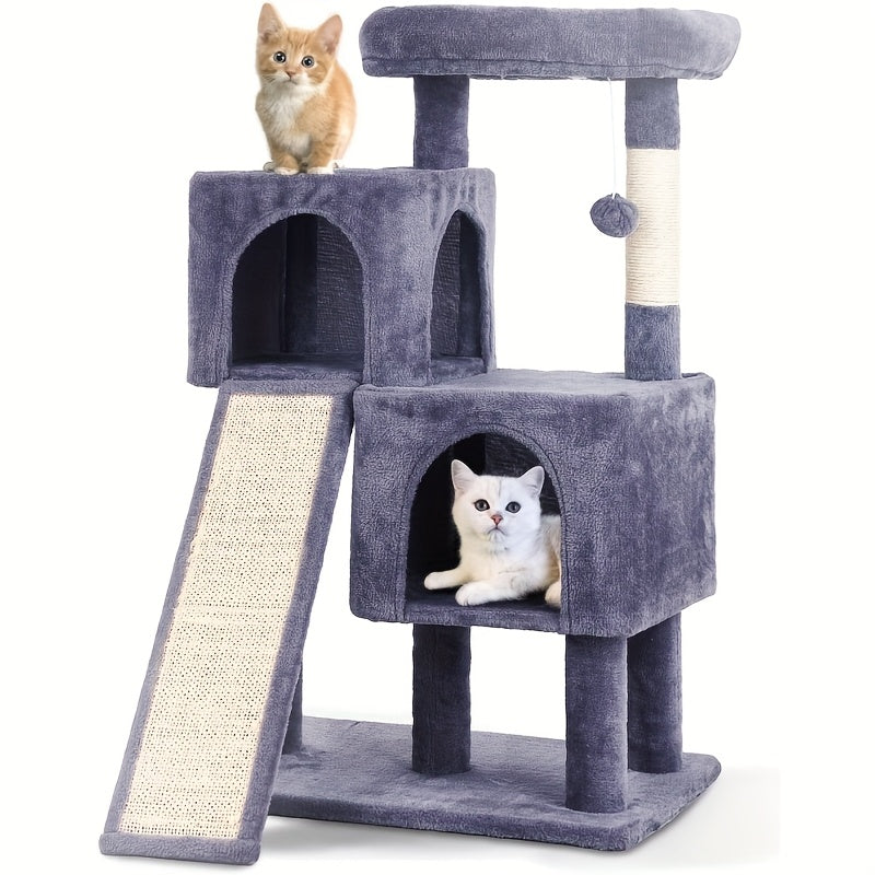 54/70" Multi-Level Cat Tree Tower with Scratching Posts & Cozy Condos, Space-Saving Indoor Cat Playhouse, Durable Plywood Construction, Fun Jumping Platforms, Multiple Colors