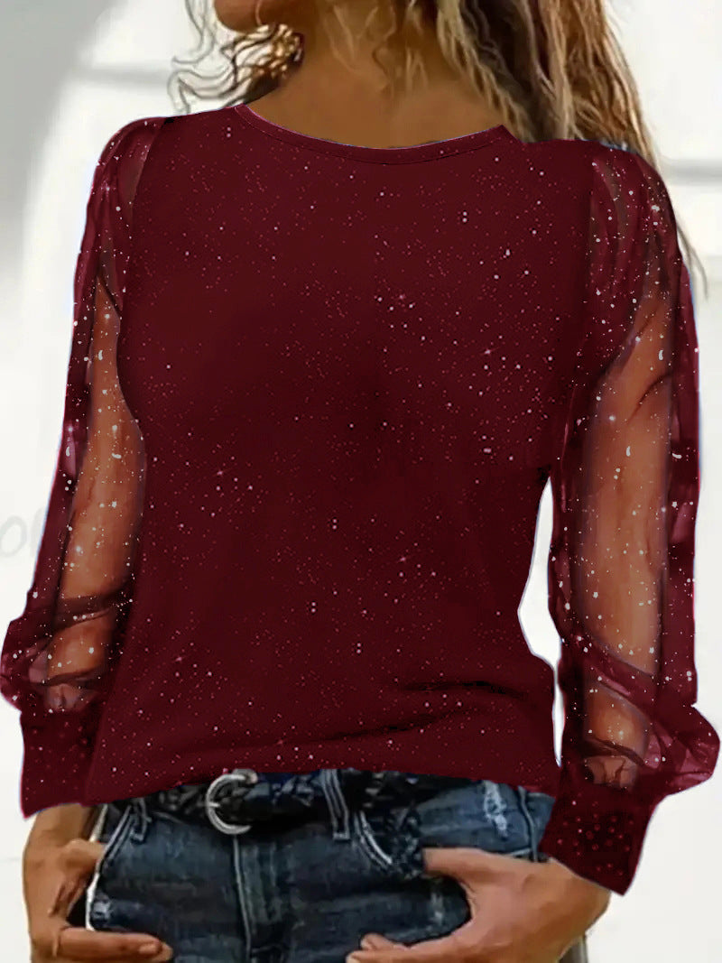 Casual Long Sleeve Crew Neck Loose T-Shirt for Women