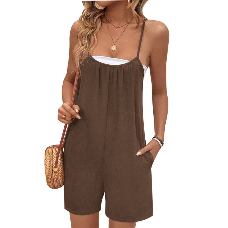 Women's Solid Color Casual Romper & Jumpsuit Shorts