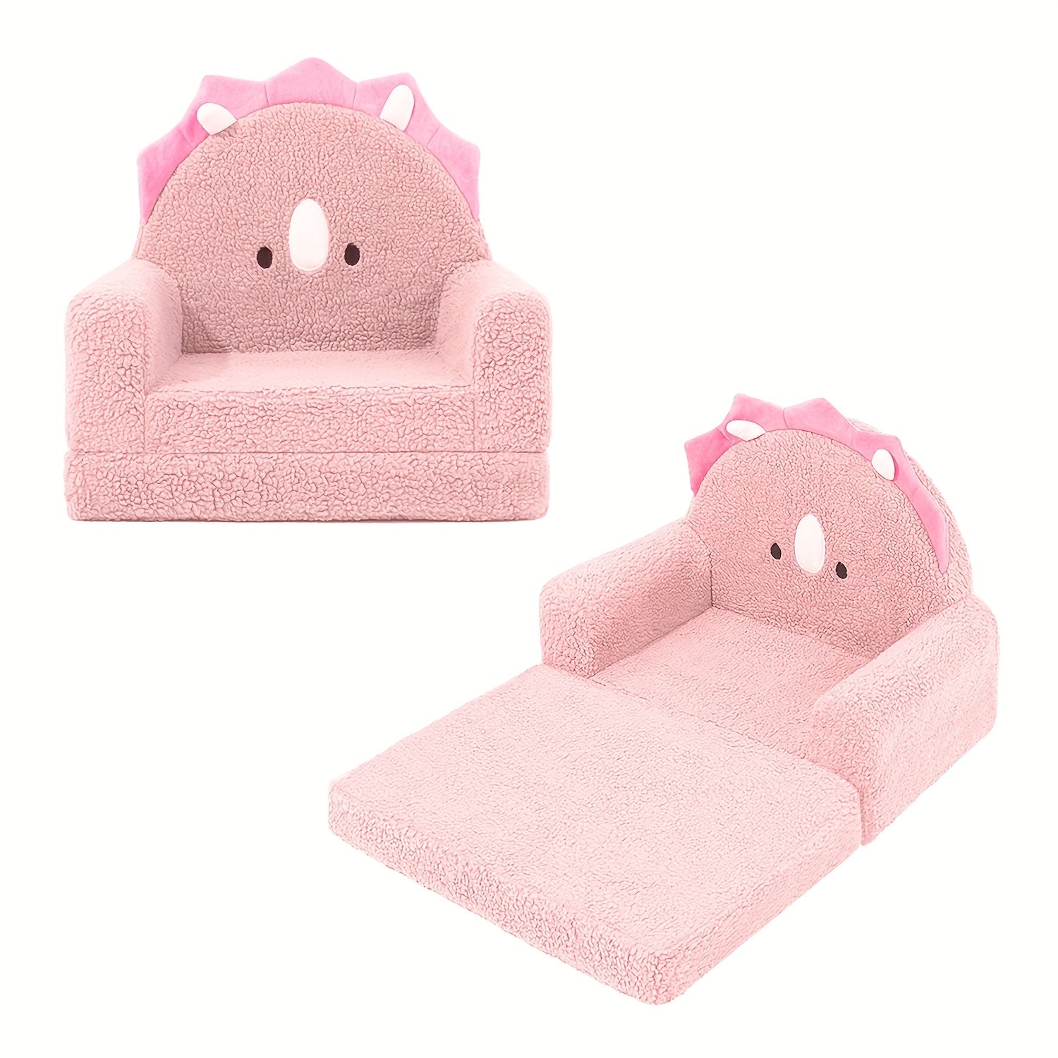 [2-in-1 Convertible Sofa] Kids Sofa 2-in-1 Convertible Kids Couch Fold Out Lounger Soft Sherpa Kids Chair High-Density Foam Sofa Cute Brown Bear Playroom Nursery Furniture for Boys Girls Room Decor