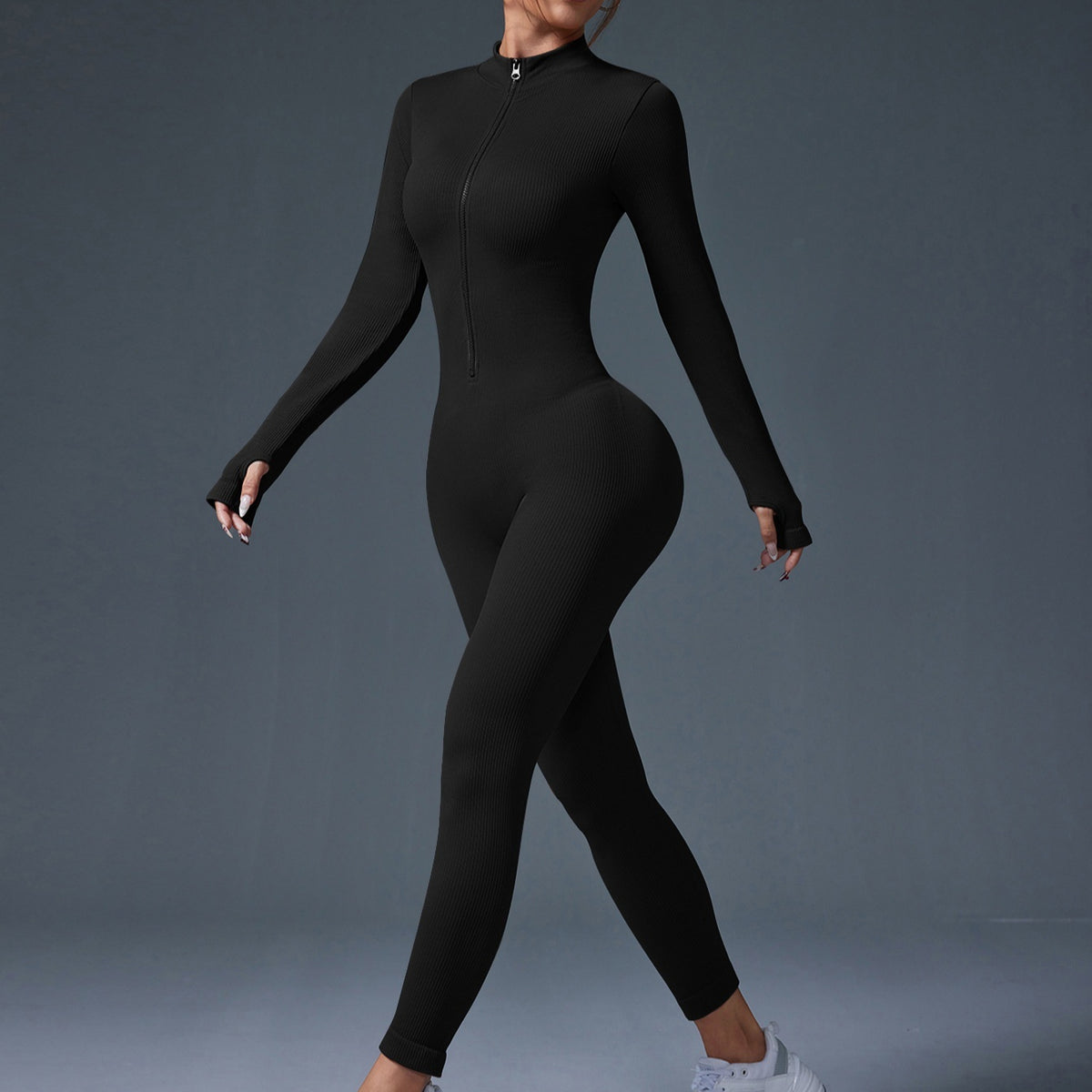 Seamless Ribbed Yoga Romper for Women
