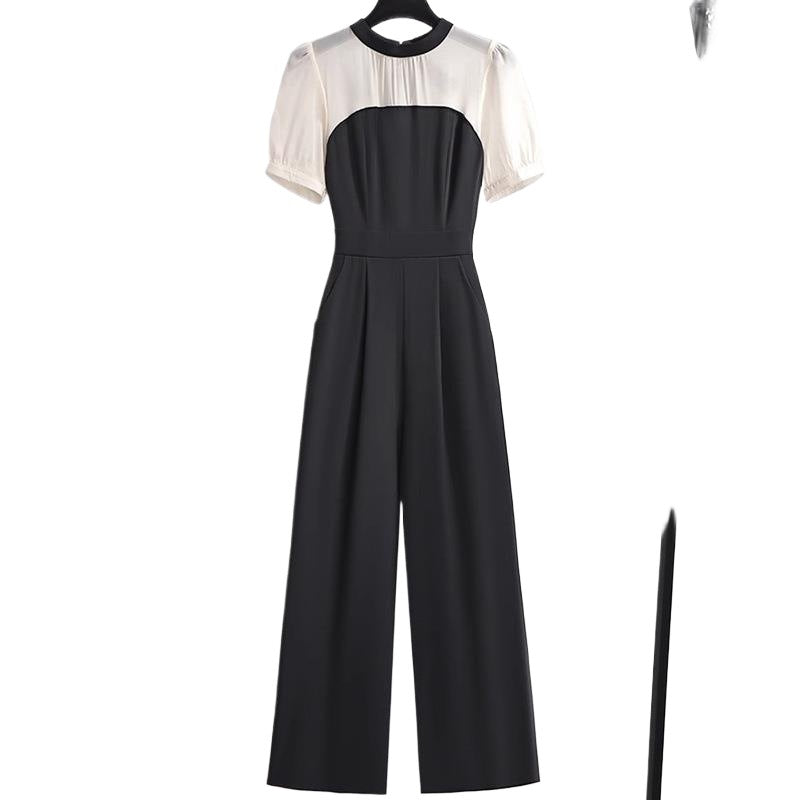 Chic High-Waisted Wide-Leg Jumpsuit with Horn Sleeves