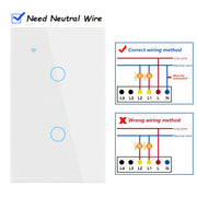 Smart Touch Light Switch with Glass Panel, White