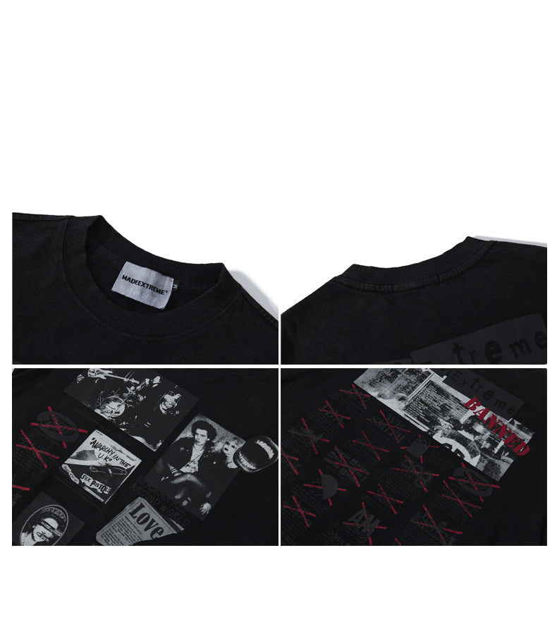 Letter Print Casual Round Neck Short Sleeve Tee