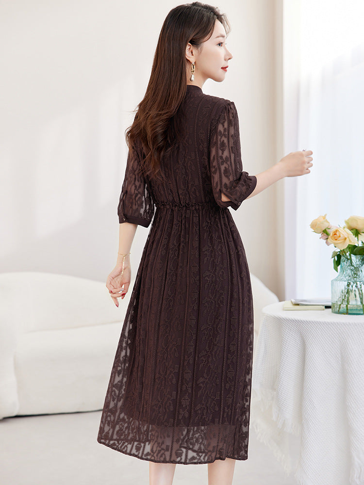 Luxury Mulberry Silk Floral Embroidered Midi Skirt