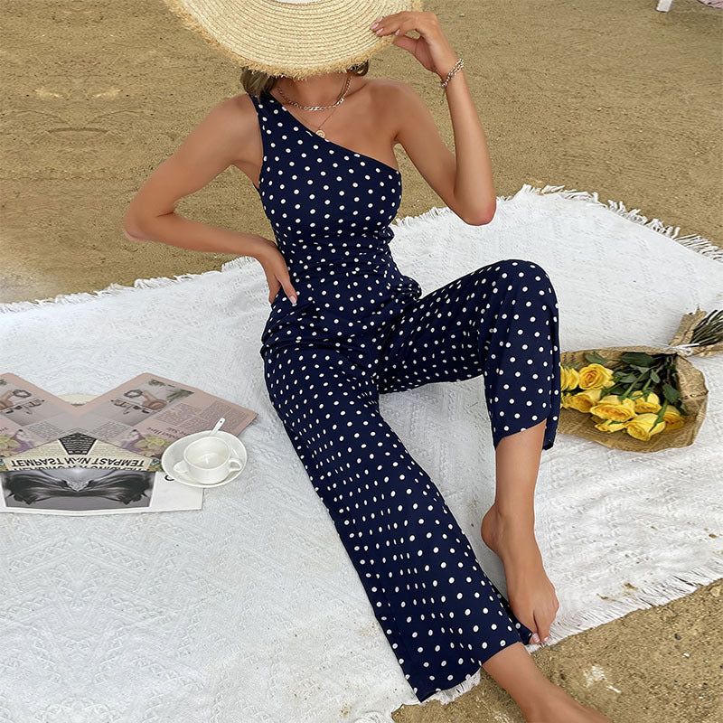 Women's Summer Polka-Dot Sleeveless Jumpsuit