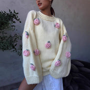 American and European-style Floral-decorated Sweater