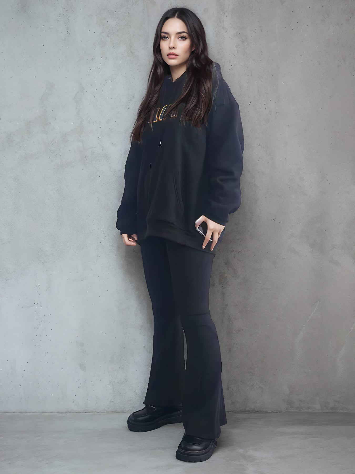 Unisex Stylish Solid Color Print Long Sleeve Hoodie