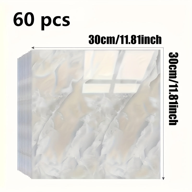 20/40/60pcs Glossy Marble Pattern Imitation Ceramic Tile Self-Adhesive Wall Stickers, Peel and Stick, Waterproof for Living Room Kitchen Backsplash Bathroom Home Wall Decals, Not Suitable for High…