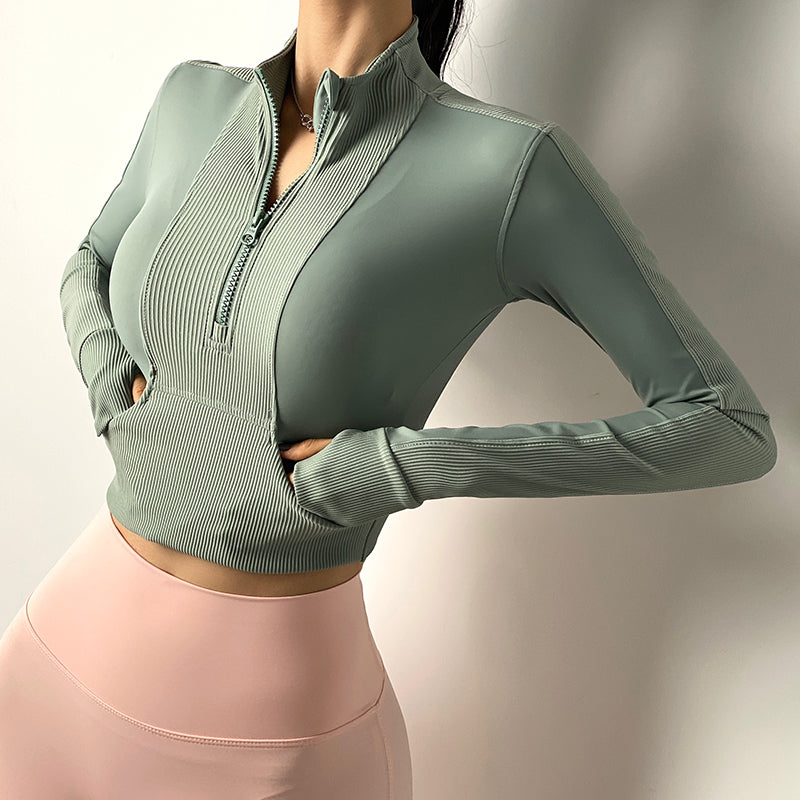 Quick-Drying Sports Half-Zip Tight Yoga Clothes
