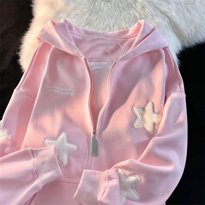 Cosmic Starry Sky Velvet Cardigan Sweatshirt