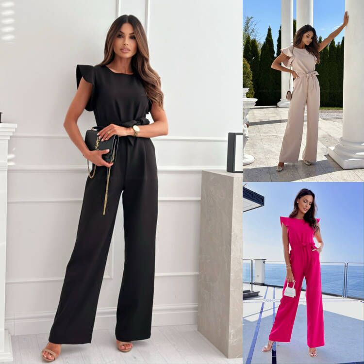 Commuter Waist Trimming Lace Up Jumpsuit High Waist Women