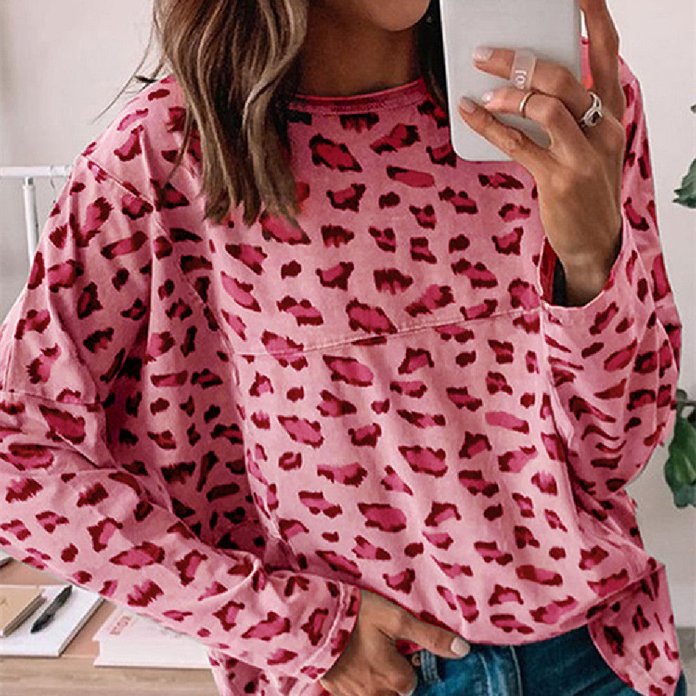 Chic Leopard Print Casual Pullover Sweater