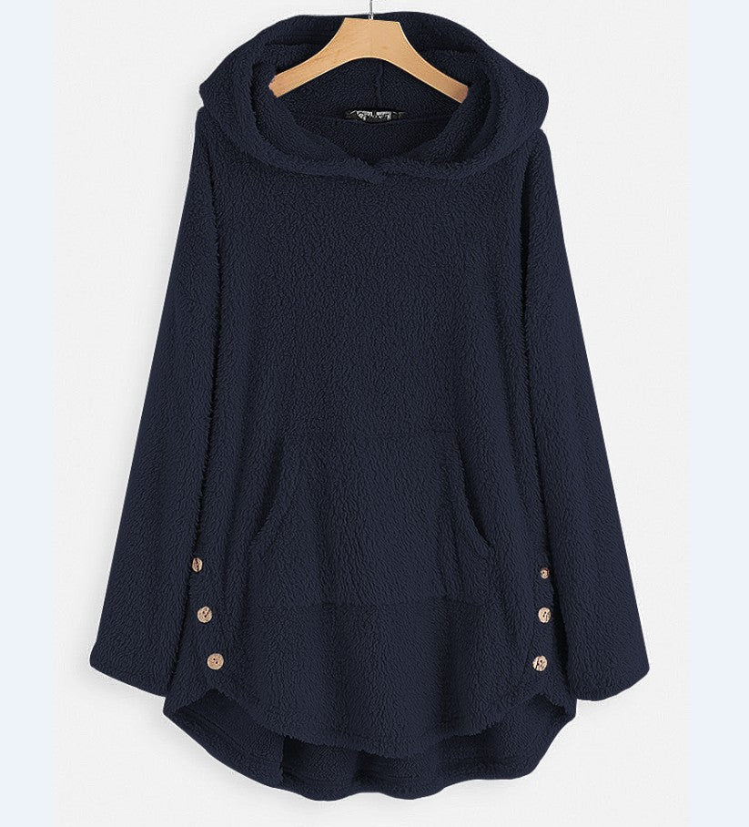 Women's Double-Sided Fleece Hooded Pullover Sweater