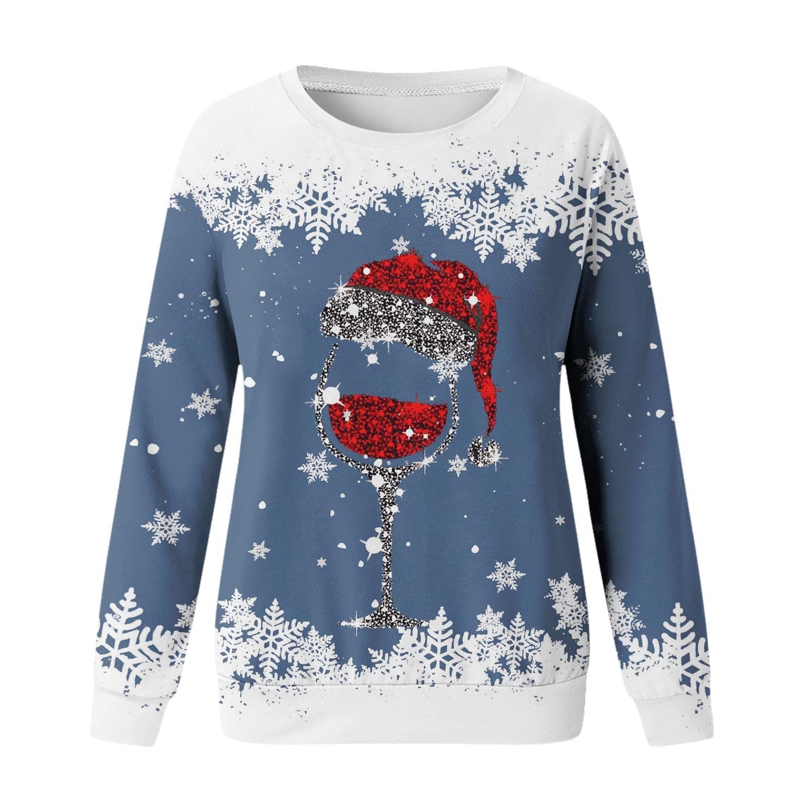 Festive 3D Print Christmas Women's Casual Crewneck Sweater