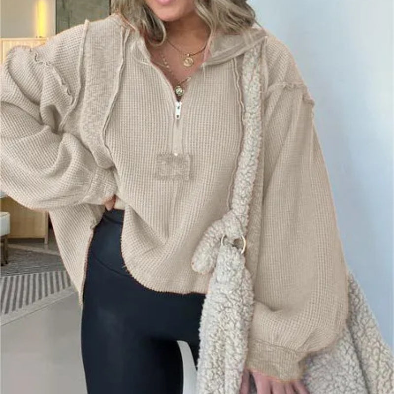 Cozy Frayed Hem Women's Sweater for Autumn & Winter