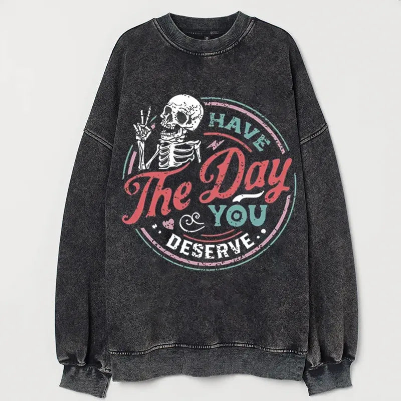 3D Printed Casual Drop-Shoulder Sweatshirt
