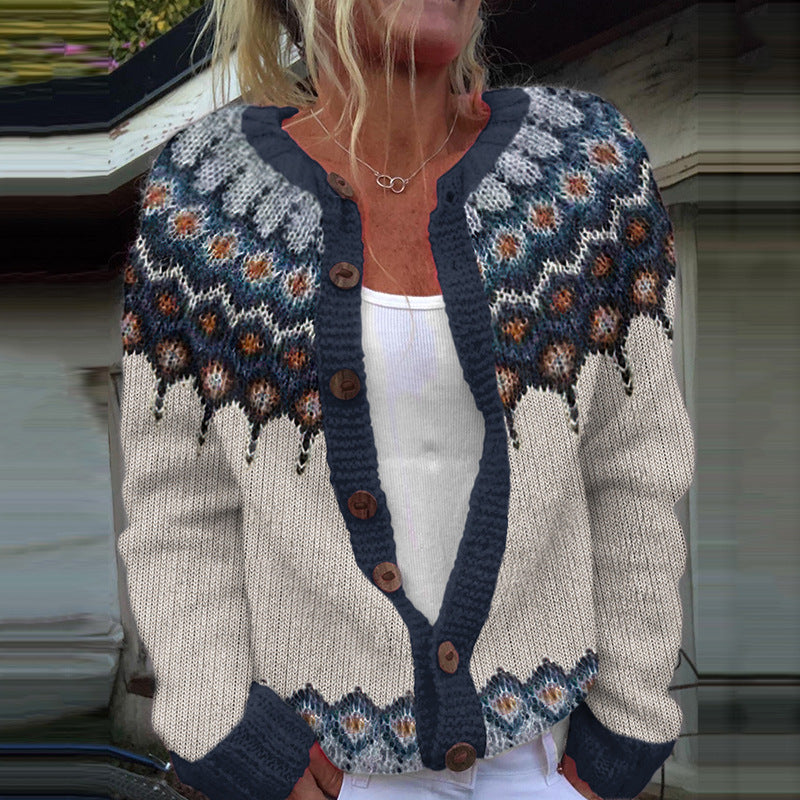 3d Digital Printing Cardigan Knitted Coat