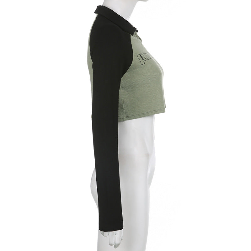 Chic Cropped Raglan Long Sleeve Fitted Tee