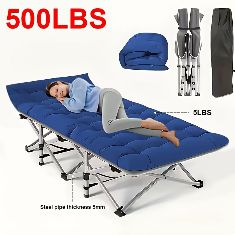 1 X 75 Inch Folding Bed, Camping Bed, Portable Folding Guest Bed with Mattress, 700-Pound Capacity, Adult Bed for Outdoor Travel, Poolside, Patio, Terrace, Camping