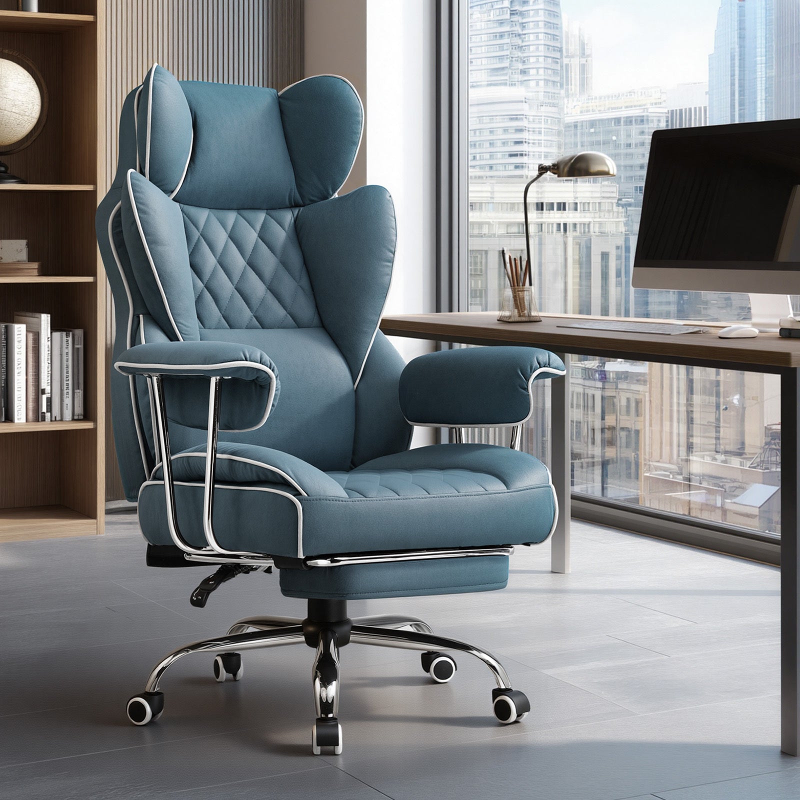 Wide Executive Office Chair with Lumbar Support and Adjustable Height