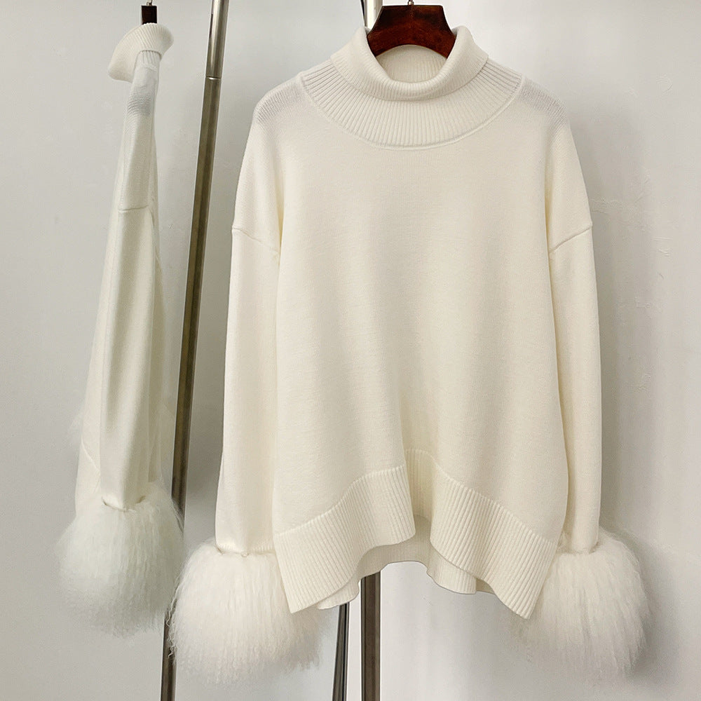 Loose-fitting Turtleneck Pullover Knit Sweater for Women
