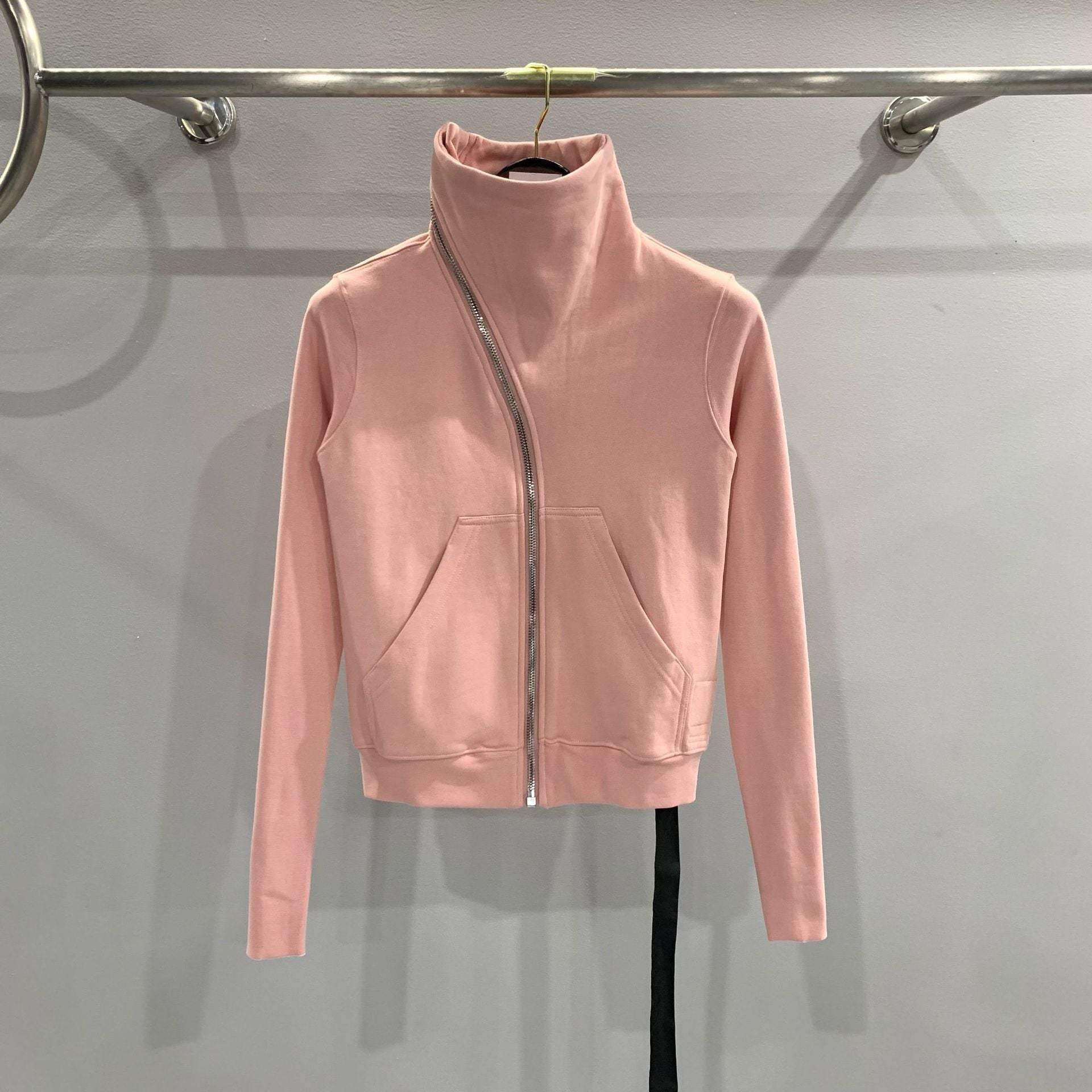 Edgy Oblique Zip Turtleneck Cotton Sweater Coat