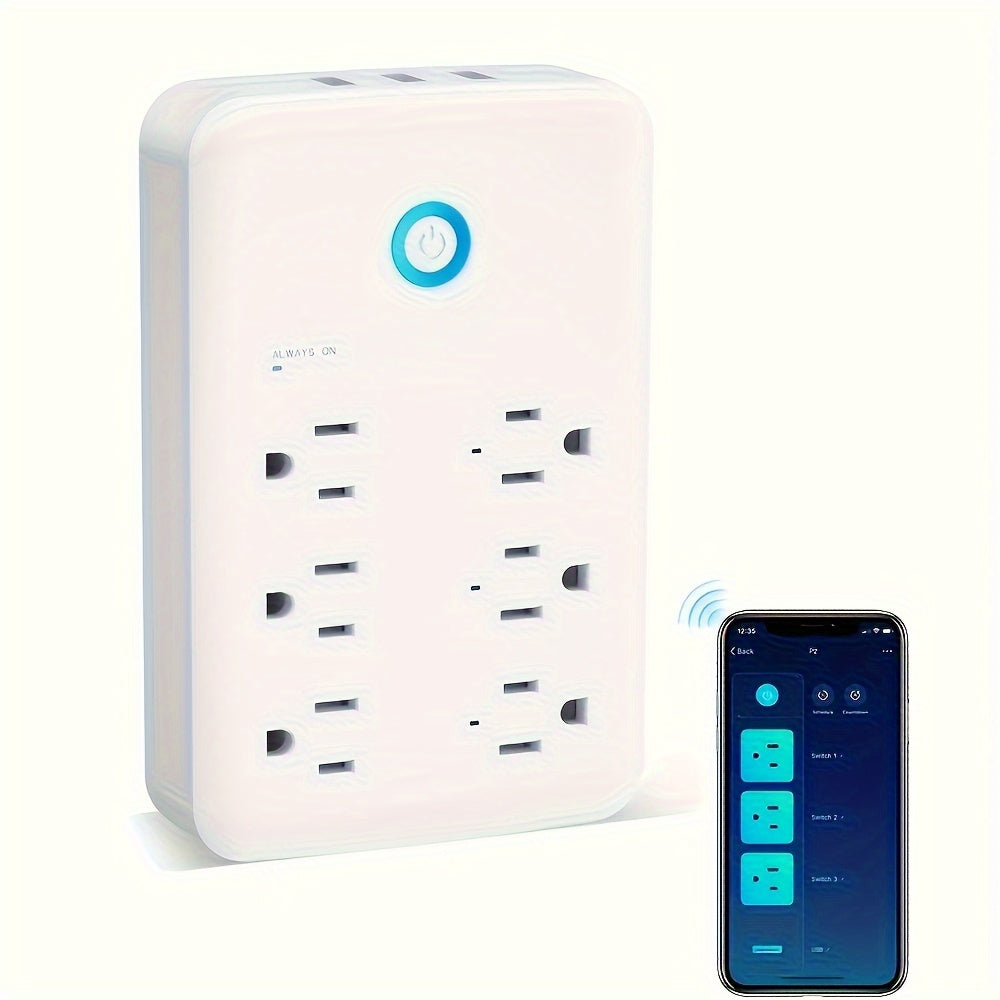 Smart Wi‑Fi Power Strip with 3 Individually Controlled Outlets and 3 USB Ports – 15A/1800W, US Standard