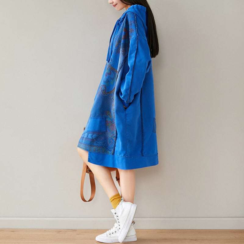 Women's Retro Hooded Batwing Sweater Dress