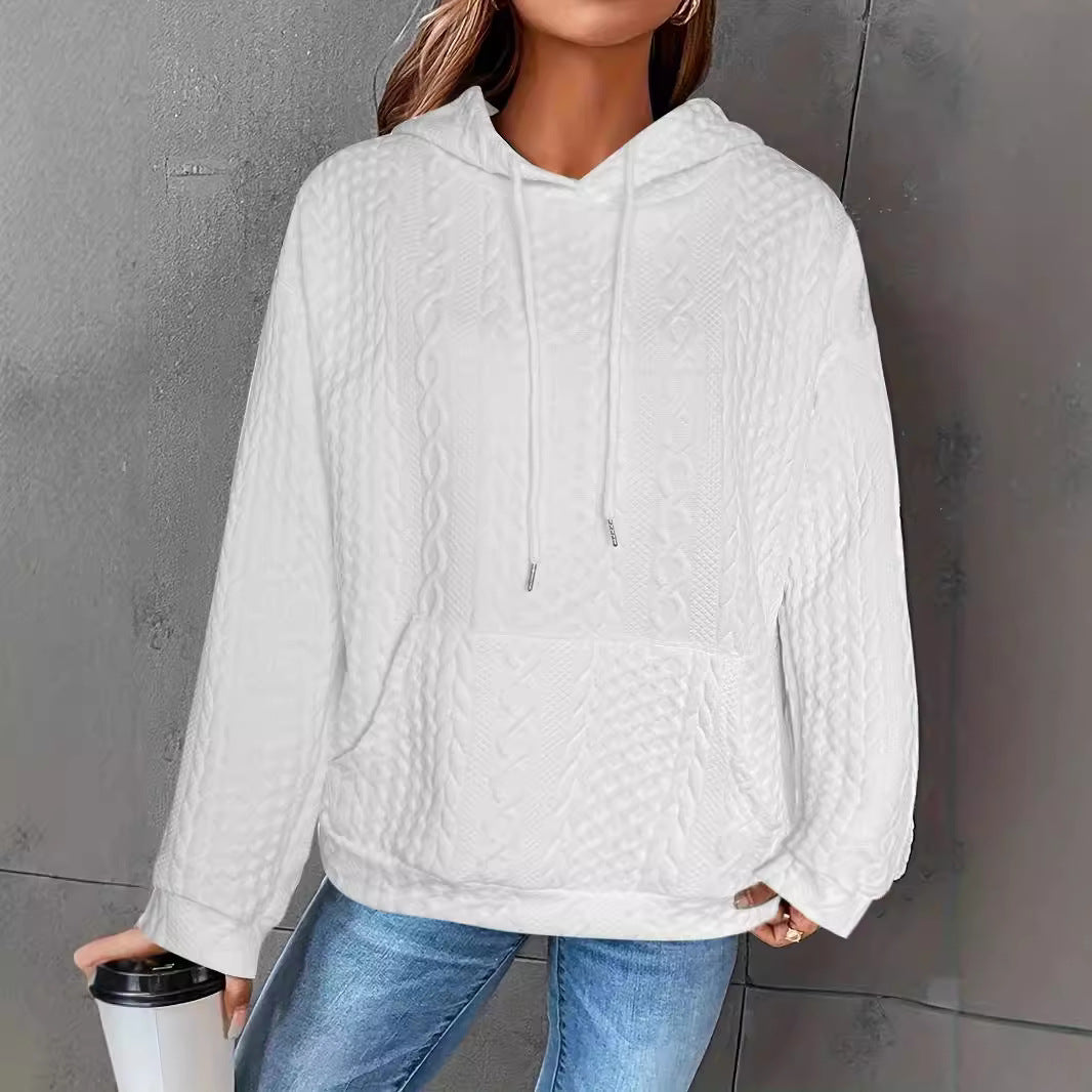 Women's Casual Jacquard Knit Pocket Sweater Long-Sleeve Top